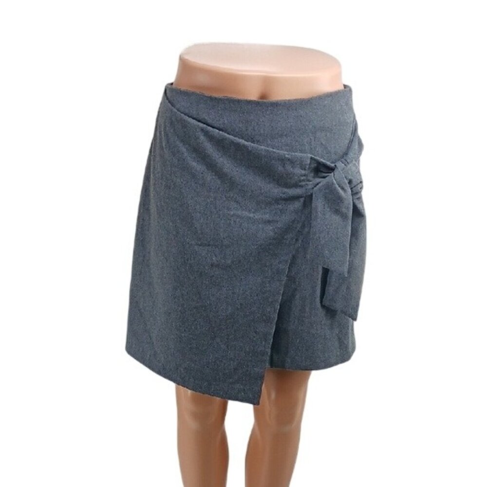 Banana Republic Womens Wrap Skirt Gray Tie Front Career Office Size 0